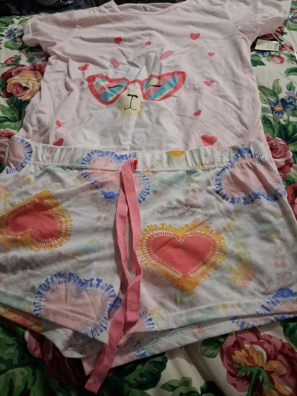 Bobbie Brooks Pink Heart Bear Short Pajama Set